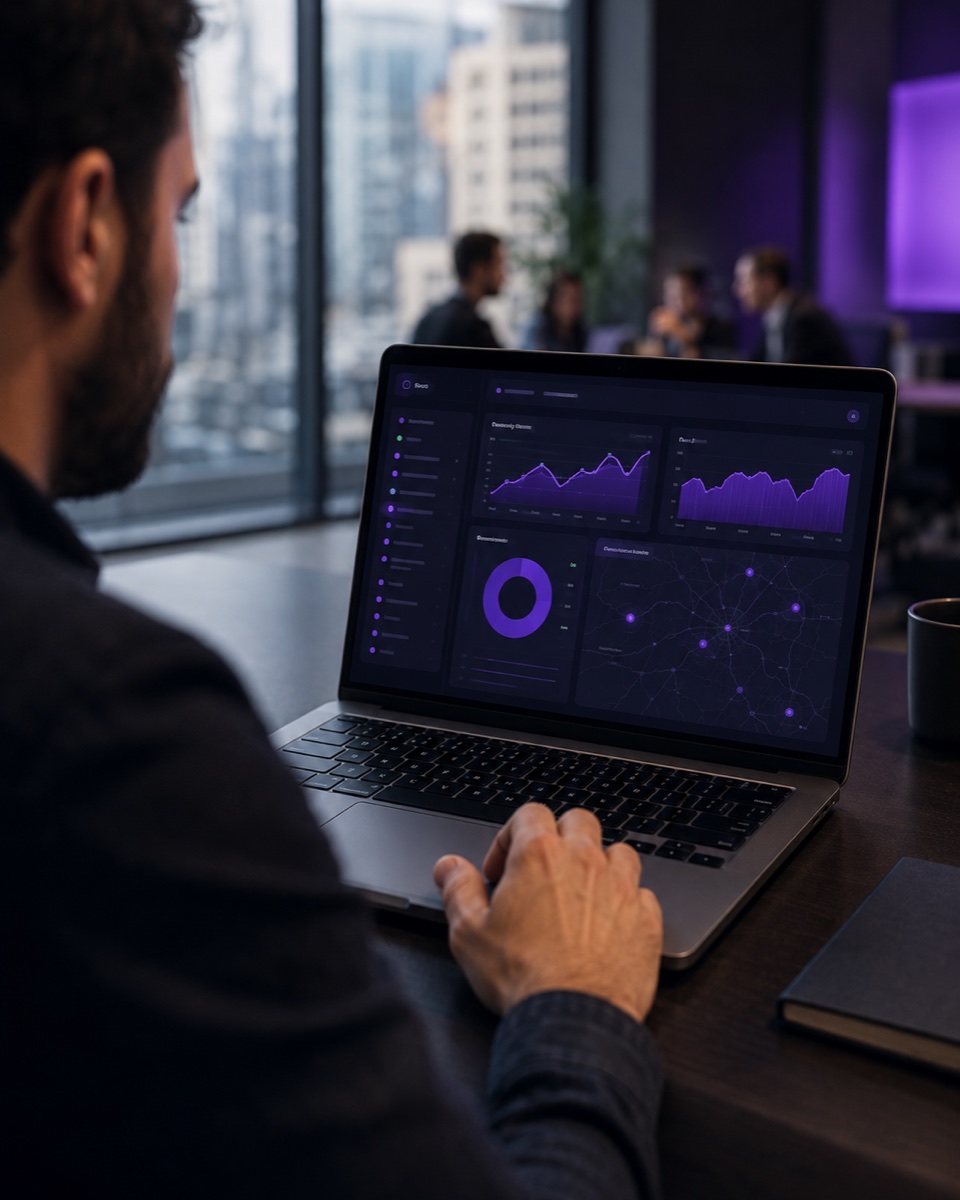 QARD usage, sales and redemption analytics displayed on a laptop